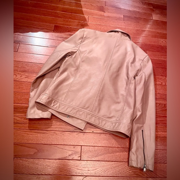 New women’s vegan leather mauve nude moto jacket size M - Picture 15 of 16